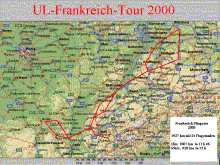 Streckenverlauf unserer Tour nach Frankreich