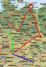 Flugroute im Osten Deutschlands