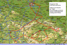 Flugroute im Osten